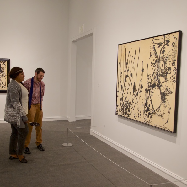 Educators enjoying a preview of Jackson Pollock: Blind Spots